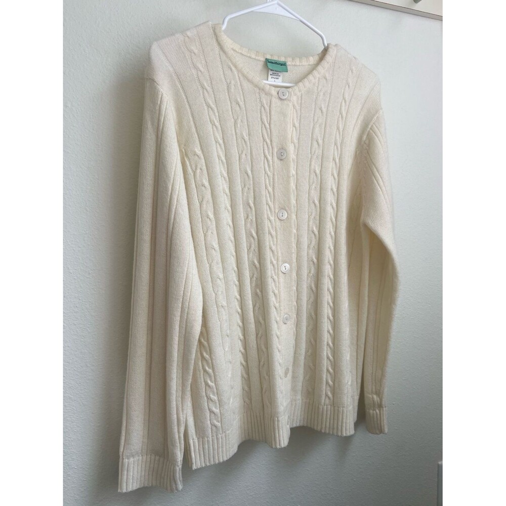 Sara Morgan Cream Cable-Knit Cottage Core Cardigan